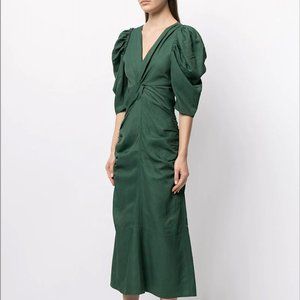 Brand new Proenza Schouler Green shirred-sleeve mid-length dress with tags!